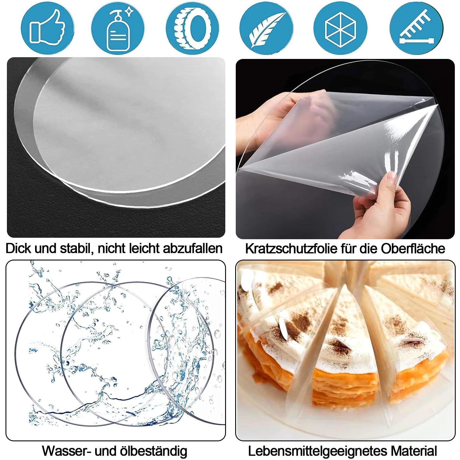 2 Dischi In Acrilico Per Torte Ø20cm - Base Torta Trasparente Riutilizzabile - Foto 4