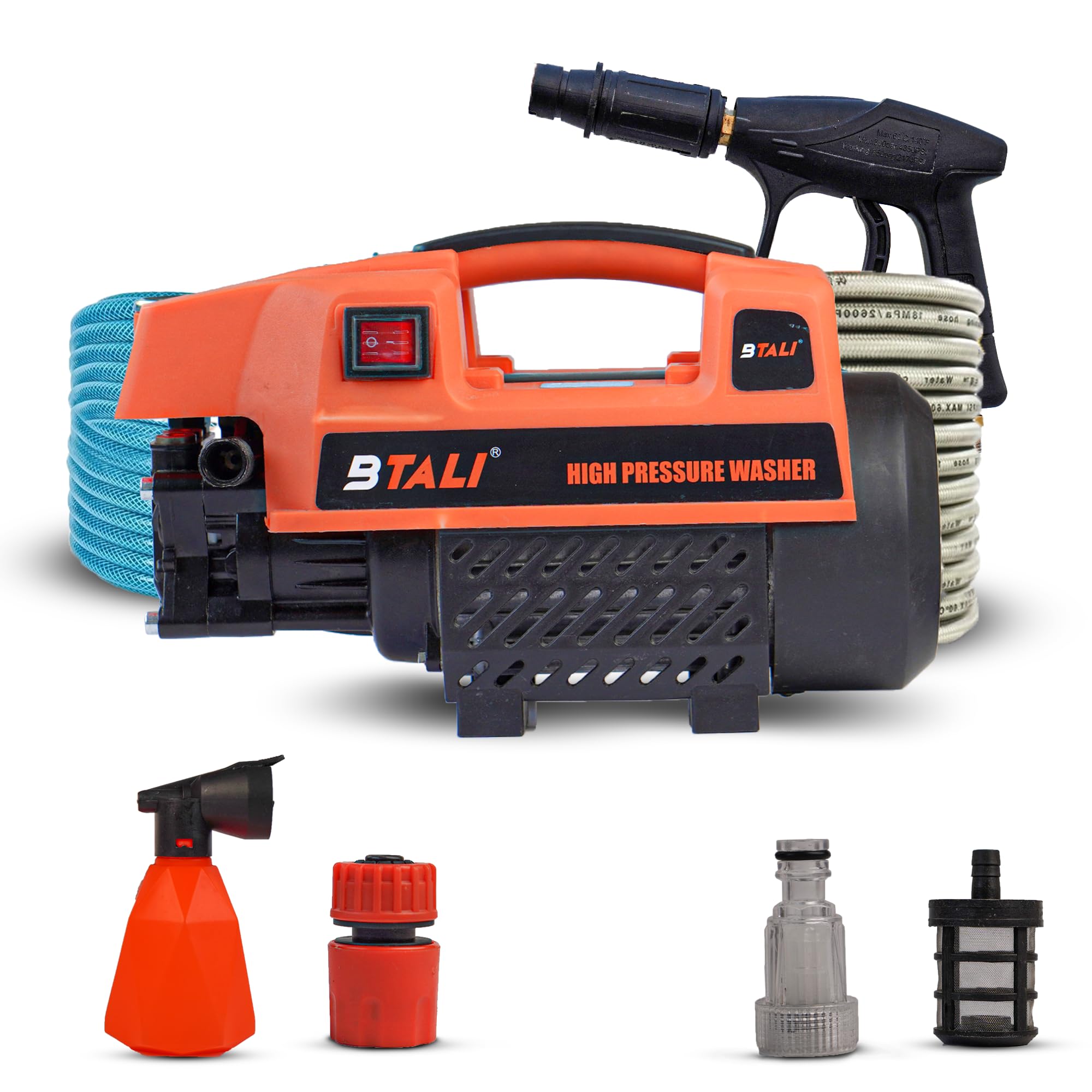 BTALI High Pressure Washer for Car/Bike Washing and Surface Cleaning | 2000 Watts Heavy Induction Motor | 130 Bars Pressure | 10 L min | 8 Meters Outlet Hose & 5 Meter Power Cable (B0CZYPDZ3L) Amazon Price History, Amazon Price Tracker