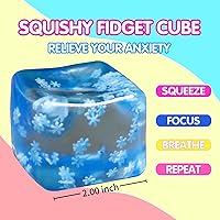 Vista 3 de Fidget Toy Stress Cube- 4 Pack Sensory Squeeze Toys, Slow Rising Squishy Cube Filled with Thick Substance and Snowflakes Crafts, Anxiety Stress