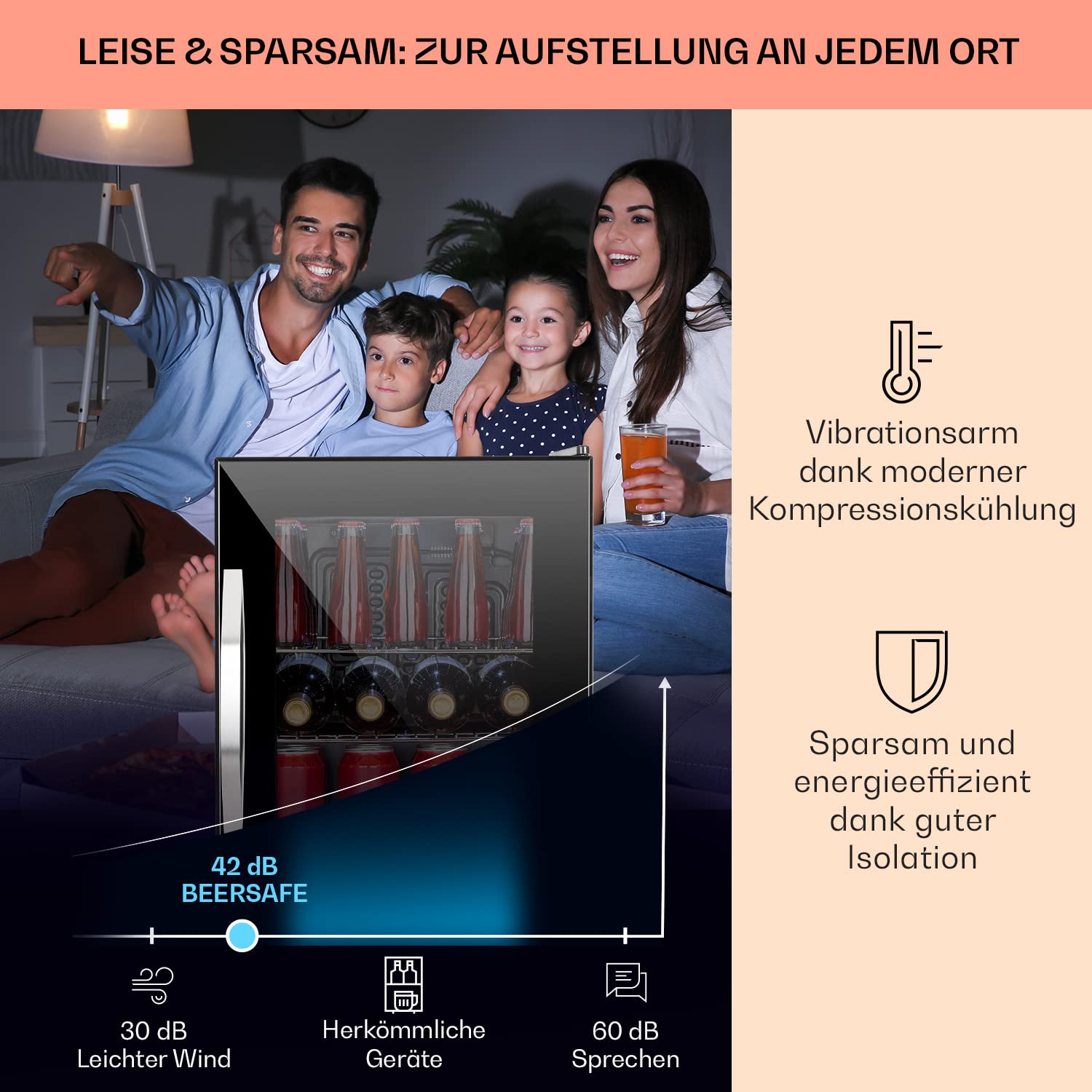Klarstein Mini Kühlschrank 33 Liter mit Glastür, leise, verstellbare Ablagen