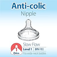 Vista 2 de Dr. Brown’s - Tetina para biberón de cuello ancho, flujo natural nivel 1, flujo lento, 100% silicona, paquete de 2, 0m+