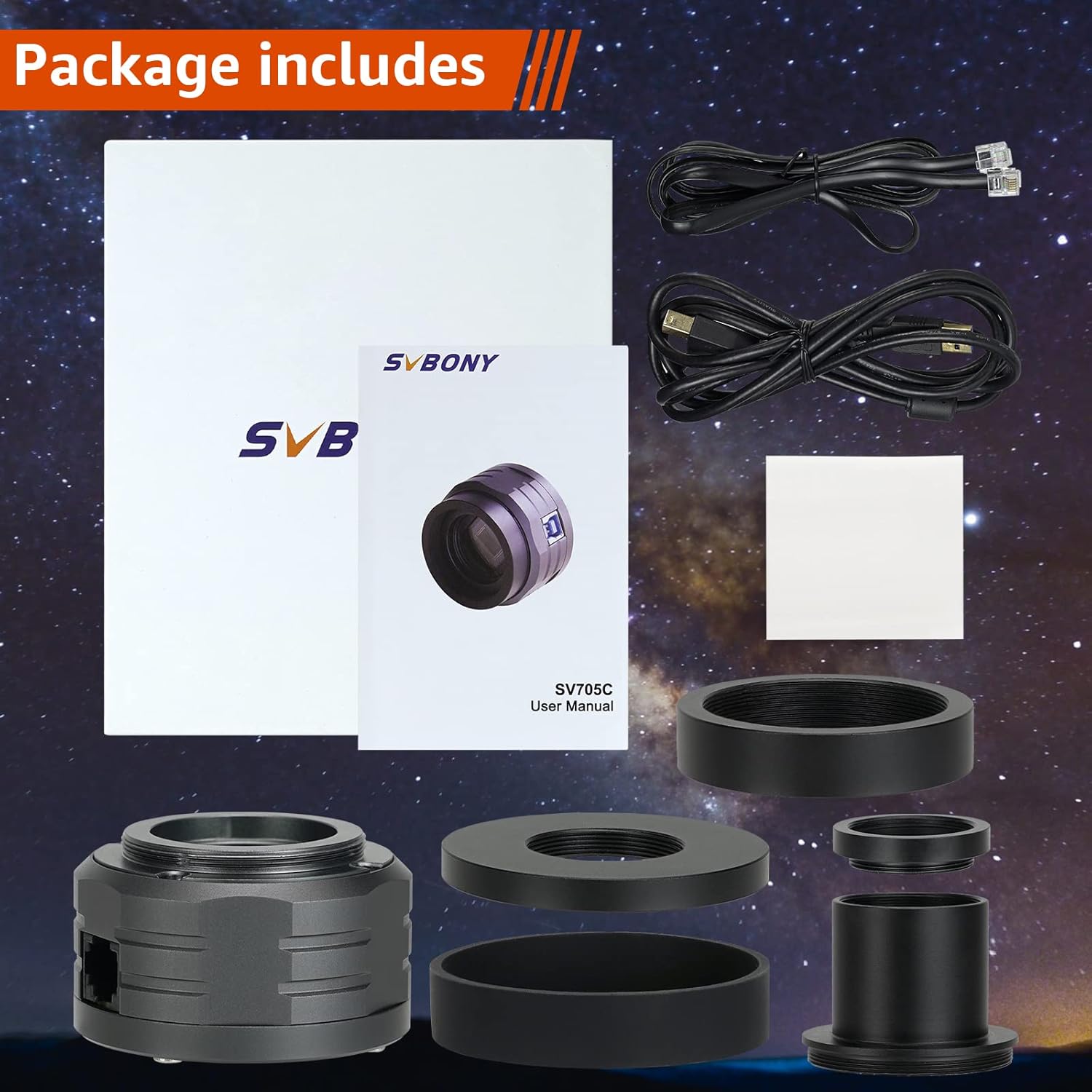 SVBONY SV705C Camera Package Contents