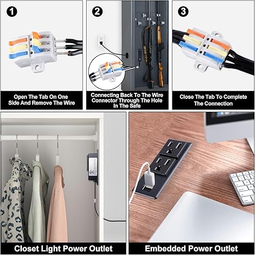 Miniatura 6 de Kit de toma de corriente segura para pistola Stealth Gun, accesorio seguro para pistola con USB y cable de alimentación de 6 pies, calidad premium