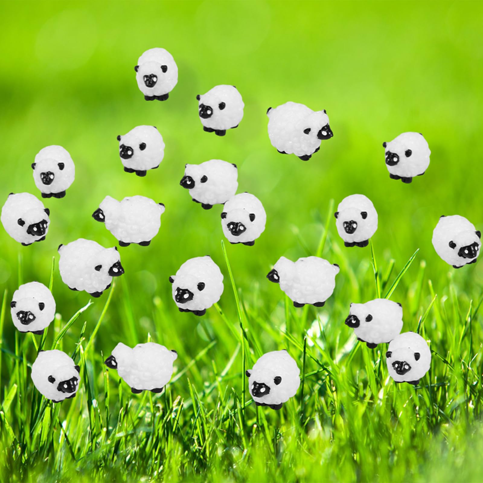 40Pcs Mini Resin Sheep Figures Realistic Cute Tiny Sheep Miniature Toys DIY Garden Aquarium Dollhouse Moss Landscape Ornament Decorations Sheeps Figurines Animals Model for Craft Tabletop Decor