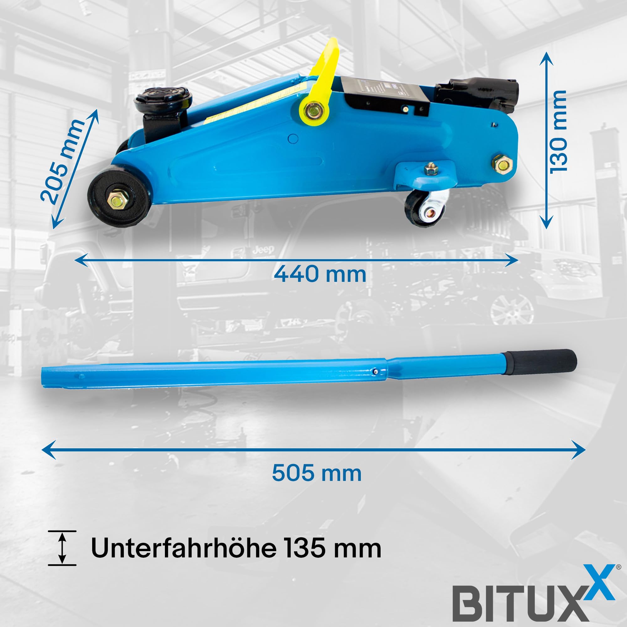 Triumph 2-Tonnen Wagenheber - Pantografenheber Mit Schwenkstange Für Reifenwechsel