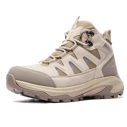 Queday Waterproof Hiking Boots for Women Men Non Slip Leather