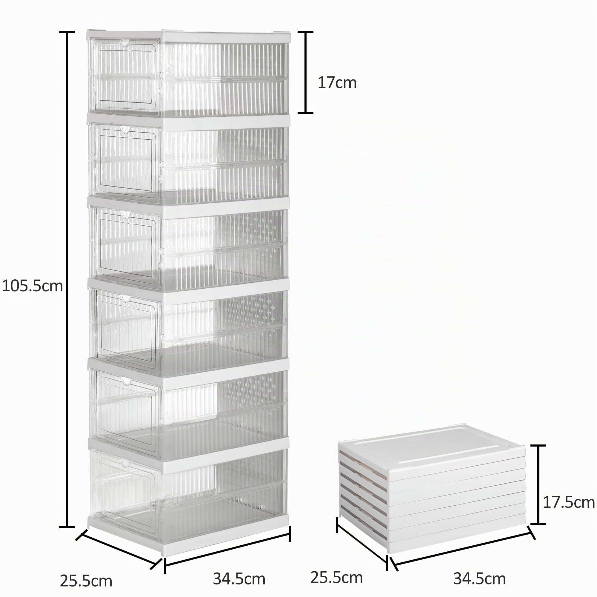 12x Cajas de almacenamiento plegables y apilables | Zapatero | Organizadores de plástico transparente con puerta abatible | Diseño modular, ventilado y resistente para guardar zapatos ropa accesorios