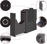 Vista 5 de Caja fuerte biométrica deslizante para pistola para mesita de noche, escritorio, lado de cama, camión - Caja fuerte de puerta corredera automática