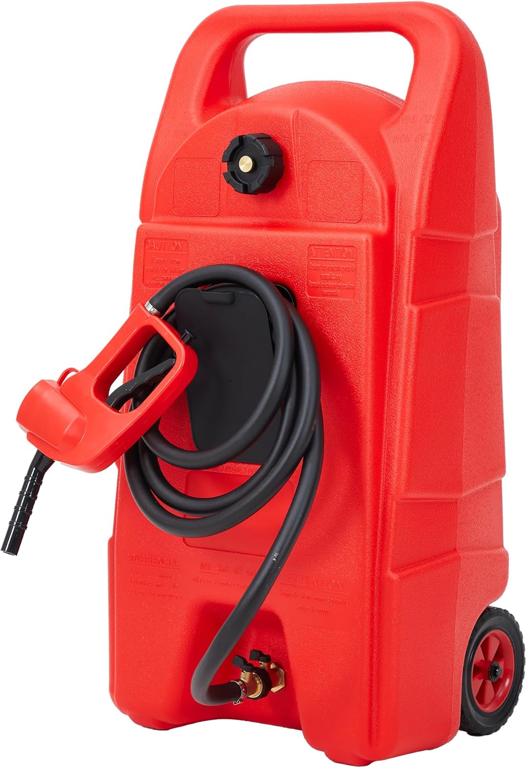 Upgraded 15 Gallon Gas Tank, Heavy-Duty Fuel Can with Manual Transfer Pump & 10FT Hose, Portable Gas Can with Casters, Leak-Proof Gas Container for Lawn Mowers, Tractor, Boat, Snow Blow
