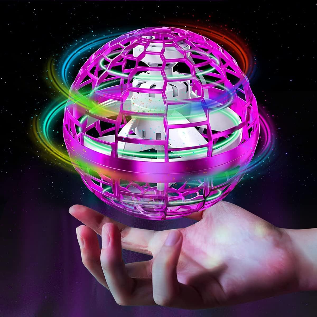 Flying Ball Toy Globe 360°Rotating Hand Controlled Flying Orb Ball Toys Magic Led