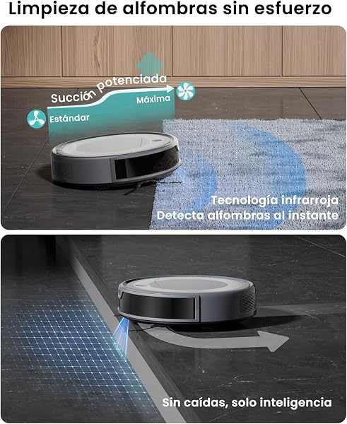 Lefant M310 Ultra Robot Aspirador y Fregasuelos 3 en 1 con Succión de 6000Pa, 170min, Mapeo Láser ToF, Evasión de Obstáculos PSD de 190°, Reconocimiento de Alfombras, WiFi/App/Alexa, Gris - 4