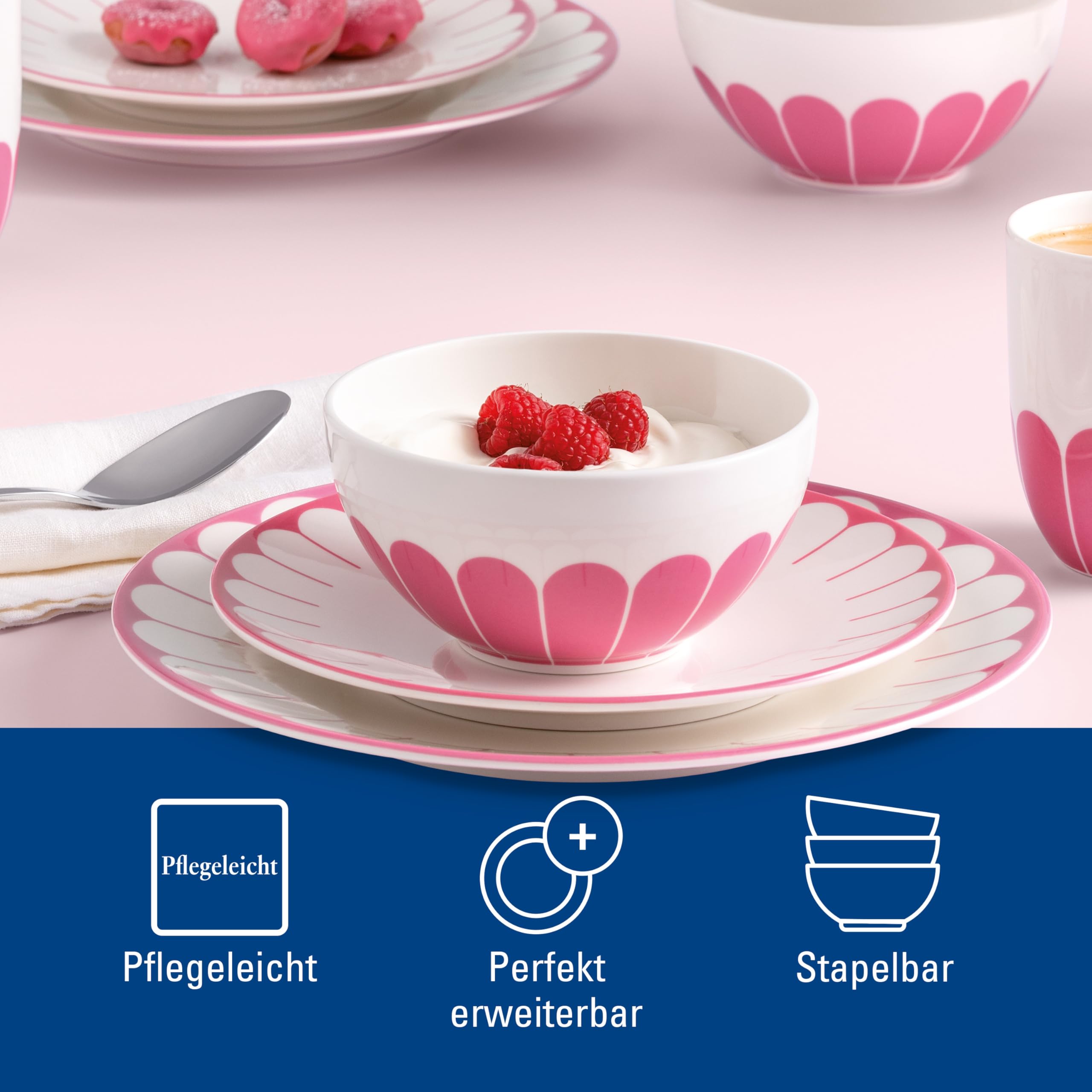 Villeroy & Boch - Fleur cassis Frühstücksteller pink, Spülmaschinenfest, Mikrowellensicher, Dessertteller, Kleiner Teller für Frühstück, Desserts & Snacks, Kuchenteller, Premium Porzellan