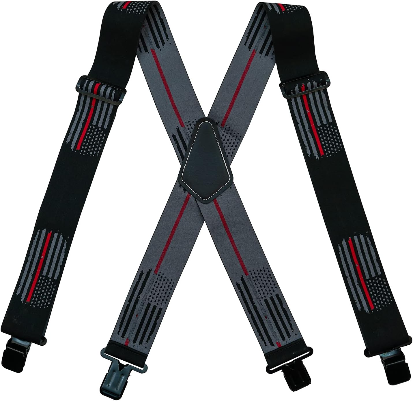 KUNN Mens Suspenders X-Back 2 Inch Wide Elastic Suspender Heavy Duty Clips Work Suspenders - Image 2