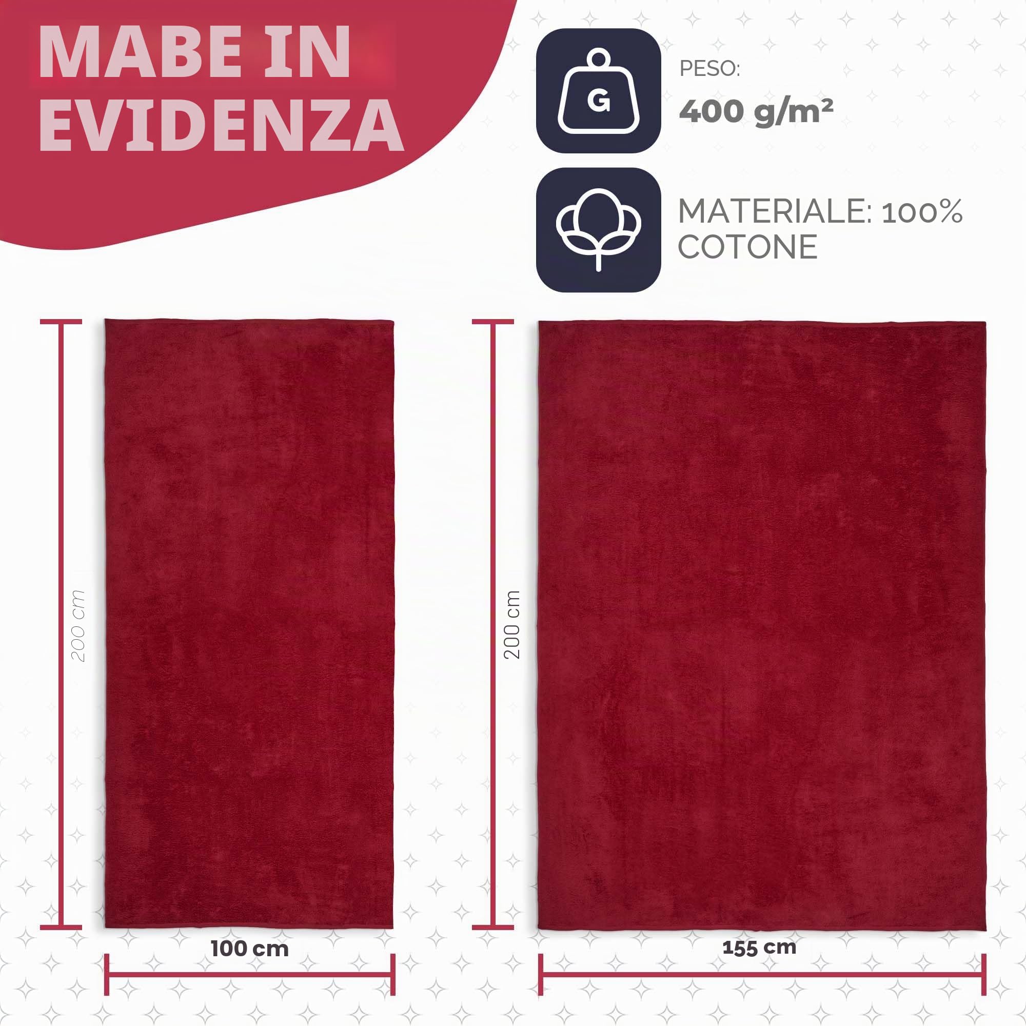 ADAMO Telo mare XXL 100% cotone – 100 x 220 cm, rosso vino: 590 – XXL asciugamano da sauna – telo da bagno in taglie forti – asciugamano da doccia & asciugamano da sauna
