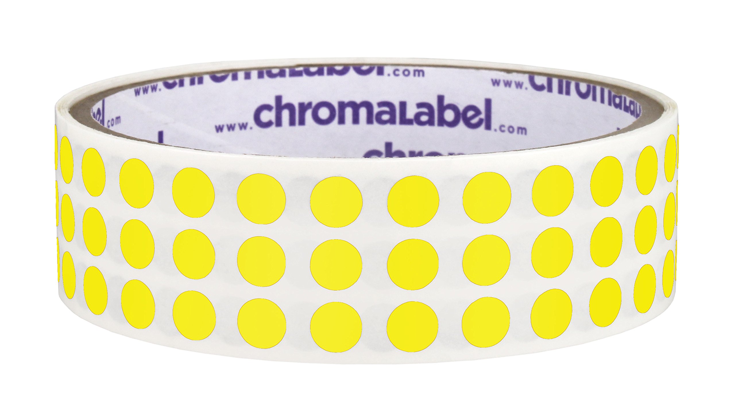 ChromaLabel6.35mm (1/4 Inch) Round Permanent Color-Code Dot Stickers, 1000 per Roll, Yellow