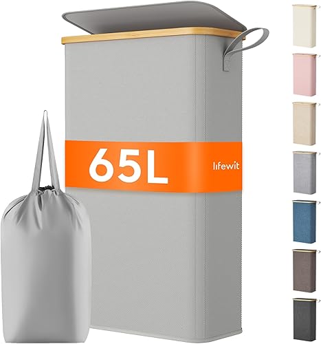 Miniatura 18 de Lifewit - Cesto de lavandería doble de 150L con tapa, canastas grandes para la ropa con bolsas extraíbles, 2 secciones, cestos estéticos