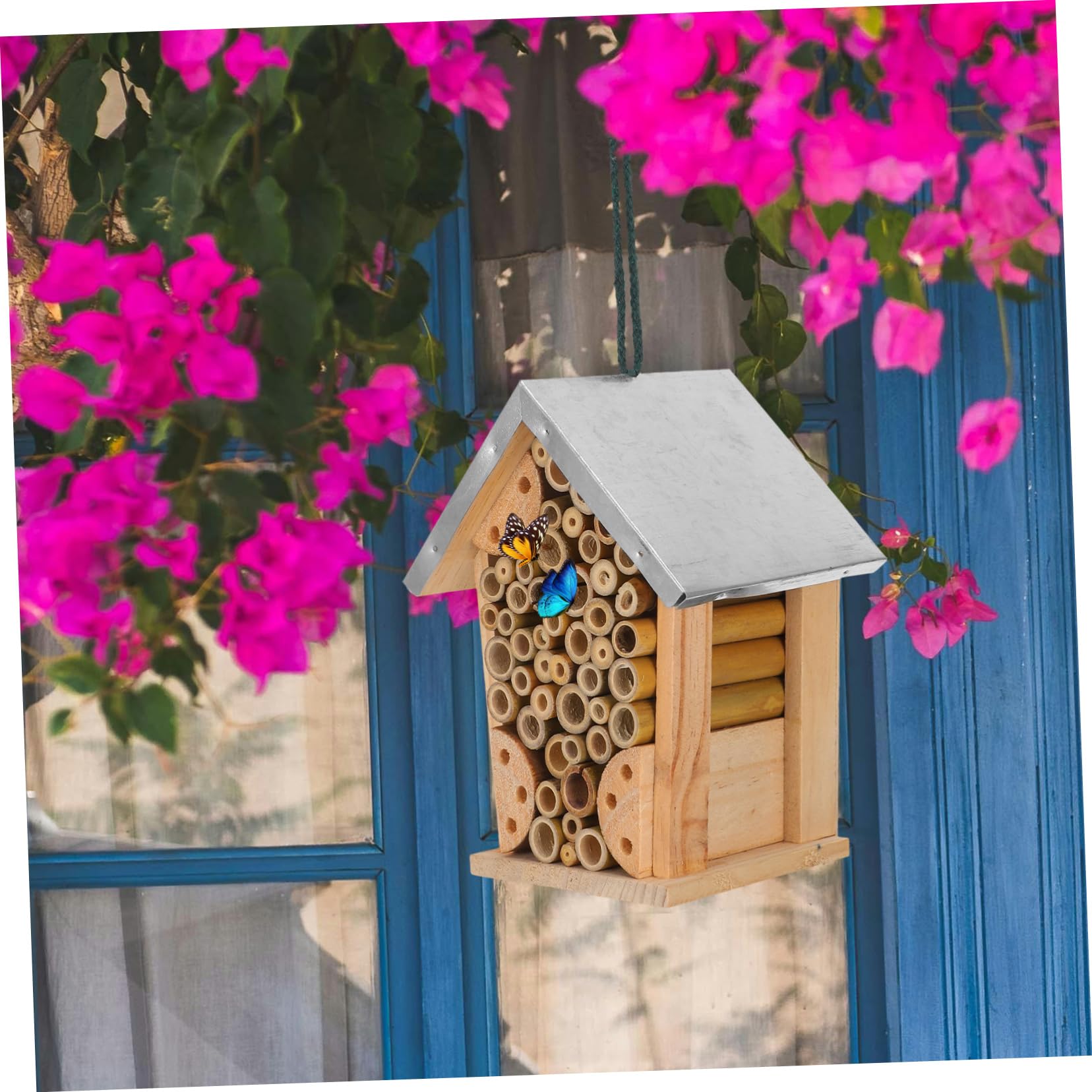 Hängendes Insektenhotel und Eisen für Garten Bienenhaus für Bestäuber Dekorativ und Leicht Aufzuhängen