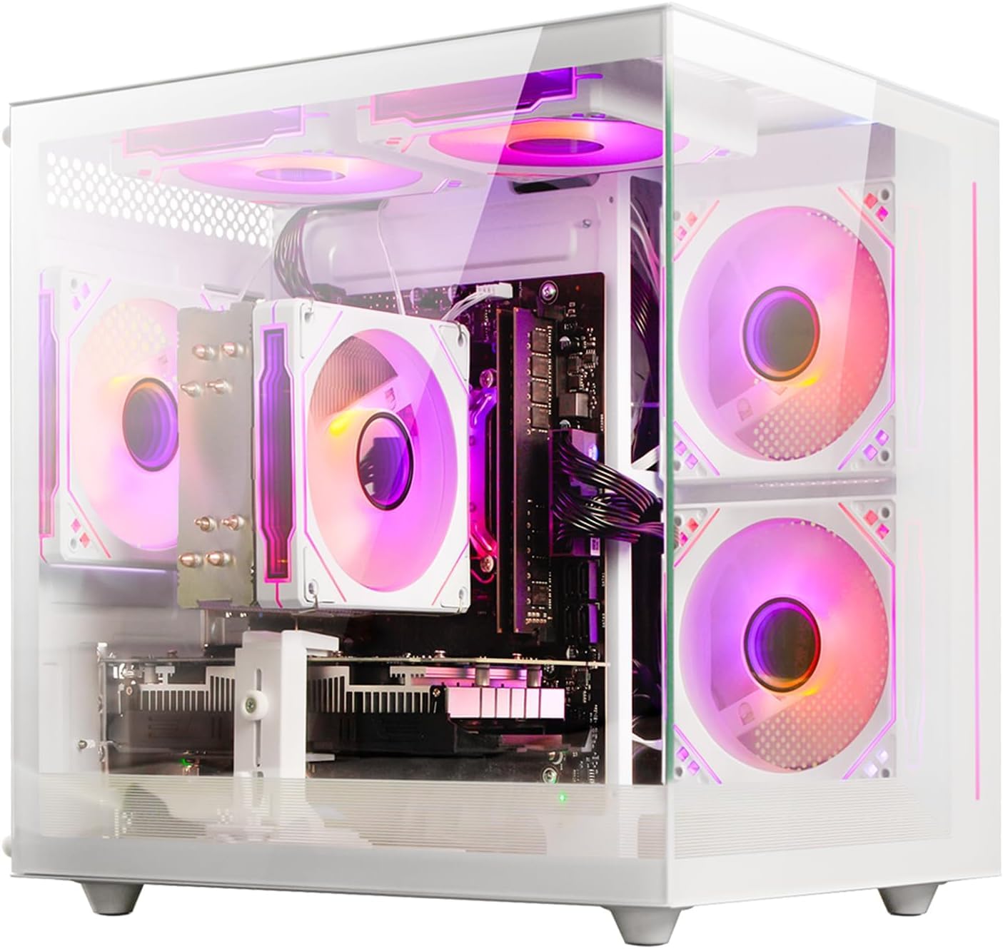 Amazon.com: suevery Pre-Built Gaming PC Tower Ryzen5 White | 16G
