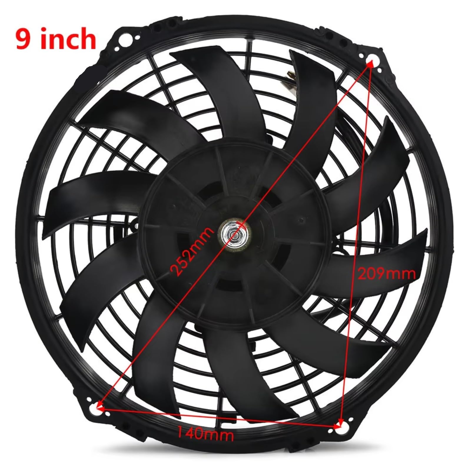 Ventilador Motor Universal 9 "pulgadas 12V 80W Slim Pull Push Racing Eléctrico 10 S-Blasdes Ventilador De Refrigeración Del Motor Ventilador De Refrigeración Del Radiador
