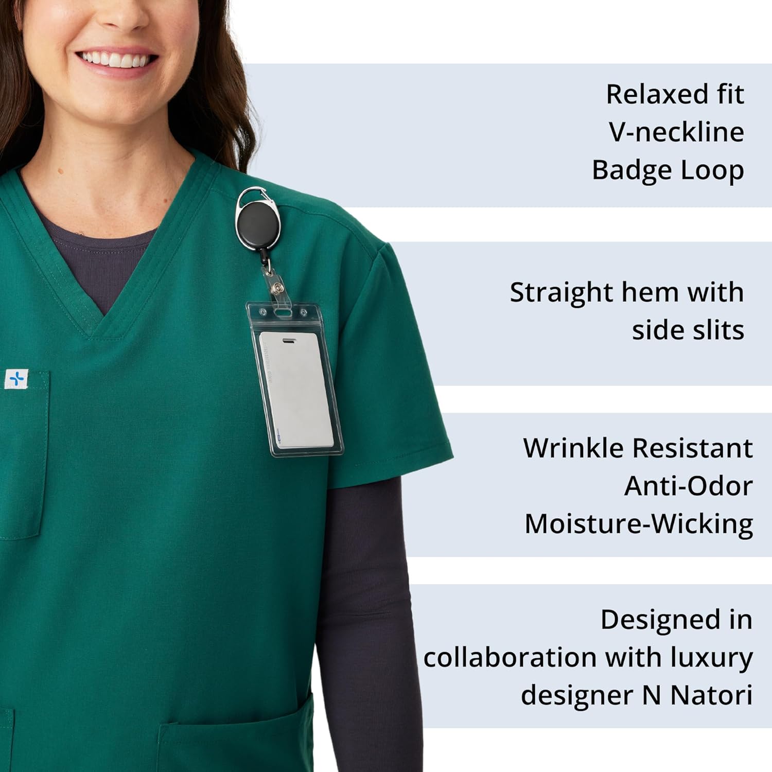 Care+Wear Women’s Essential Slim Fit 2-Pocket Scrub Top for Women with V-Neck, Includes Chest Pocket and Pen Pocket - Image 3