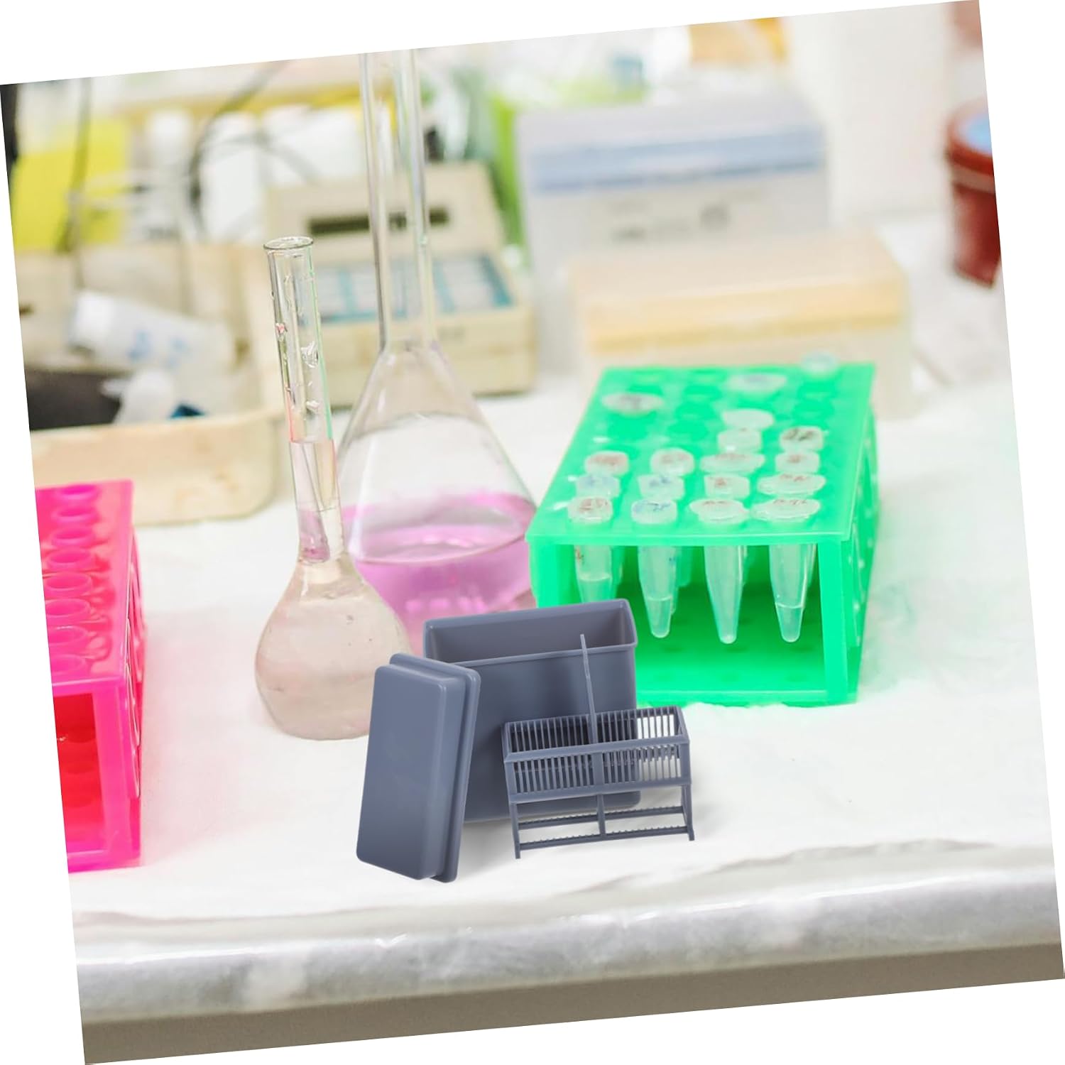 2sets Microscope Slide Staining Rack Glass Slide Holder for Staining Lab Sample Storage Microscope Accessories Tpt Holder