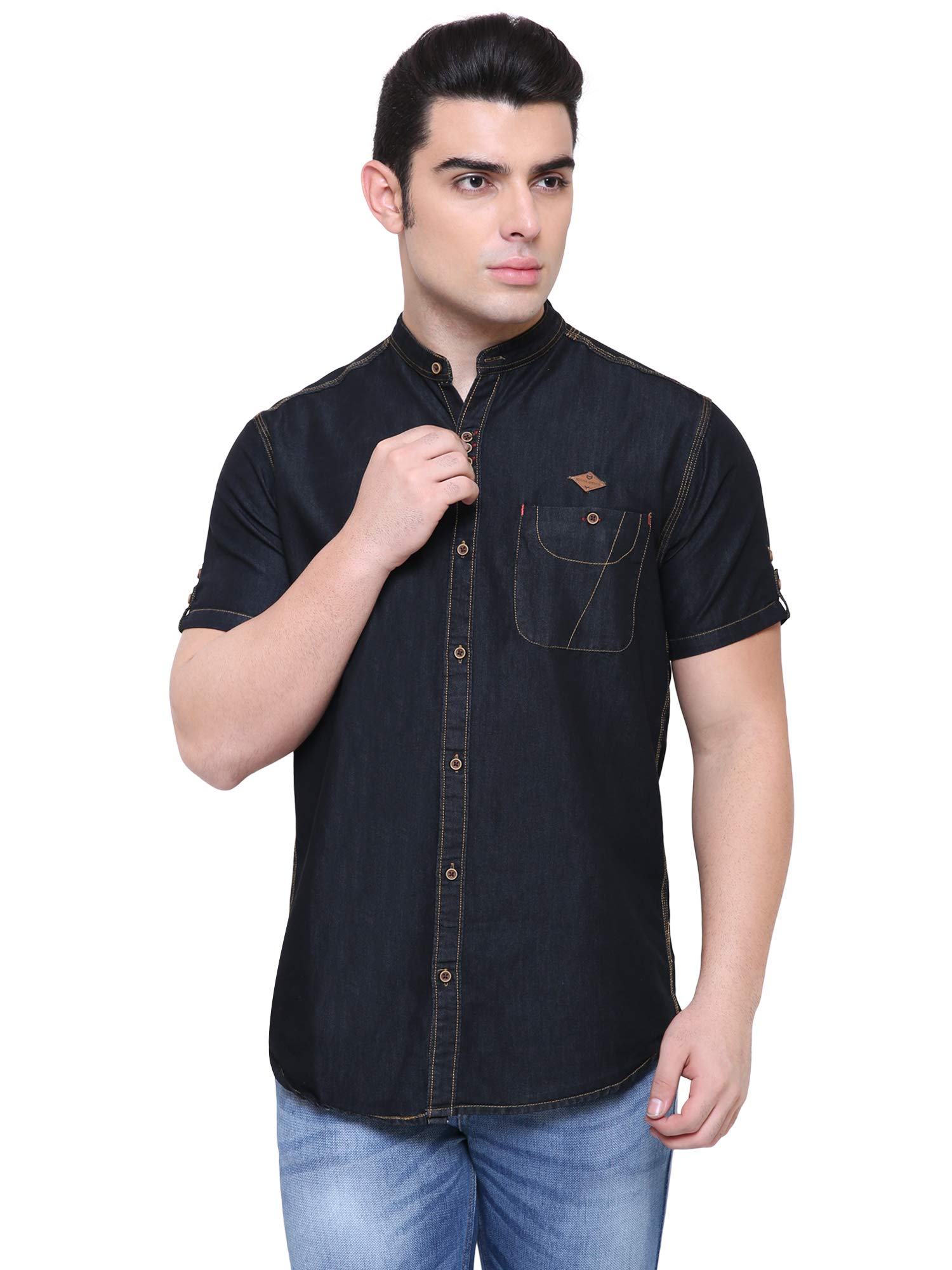 Kuons Avenue Men's Half Sleeve Casual Denim Shirt | Denim Shirts for Men Half Sleeves
