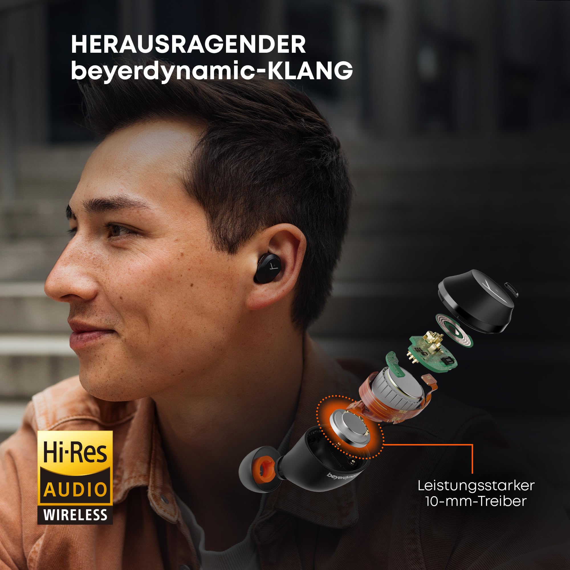 beyerdynamic AMIRON 300 True Wireless Kopfhörer mit aktiver Geräuschunterdrückung und Transparency Modus, Earbuds in schwarz, Bluetooth In-Ear, 38 Stunden Akkulaufzeit