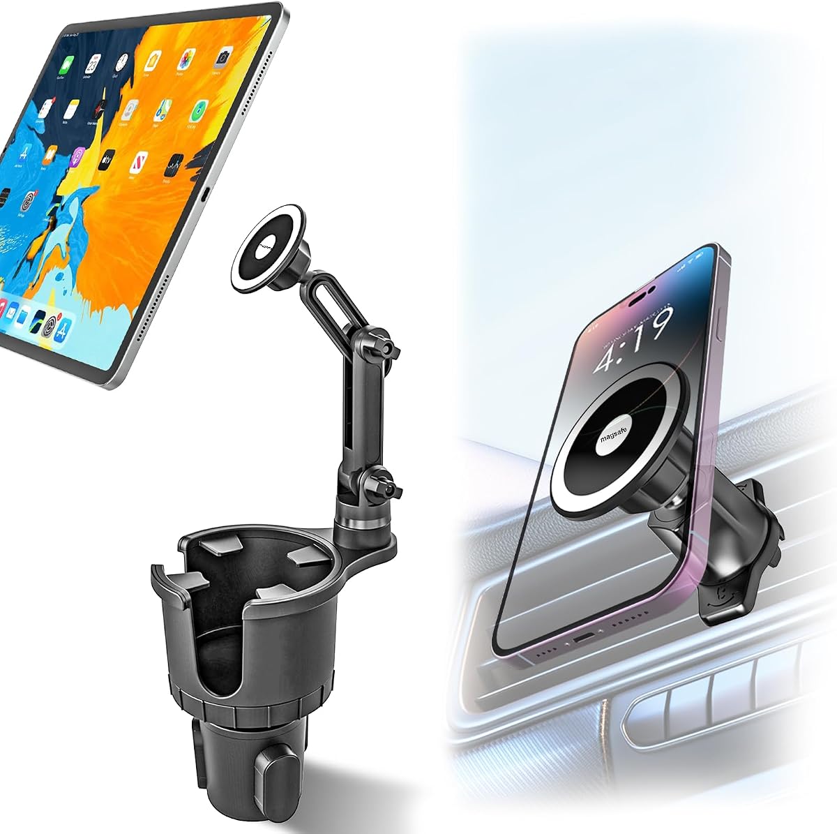 Magnetic Tablet Holder for Car Truck 4 in 1 iPad Magnetic Mount