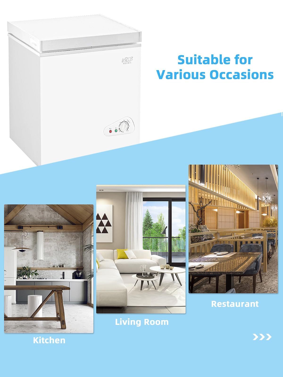 3.5 Cu.Ft Chest Freezer 7 Gears Temperature Control Mini Compact Deep Freezer With Top Open Door And Removable Storage Basket Black on Fridge.com - View 6