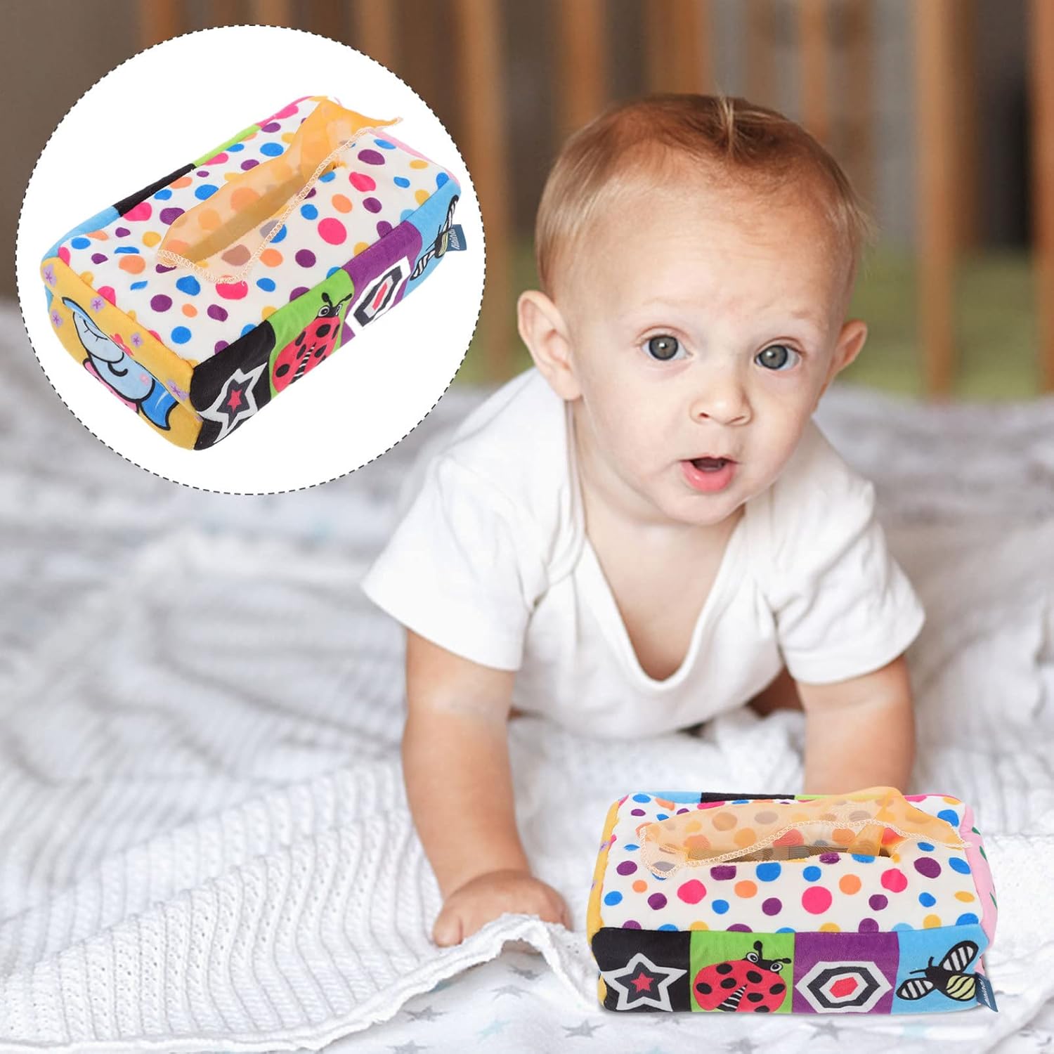 Baby Tissue Box Sensory Toy Soft Stuffed Tissue Box Toy Kids Animal