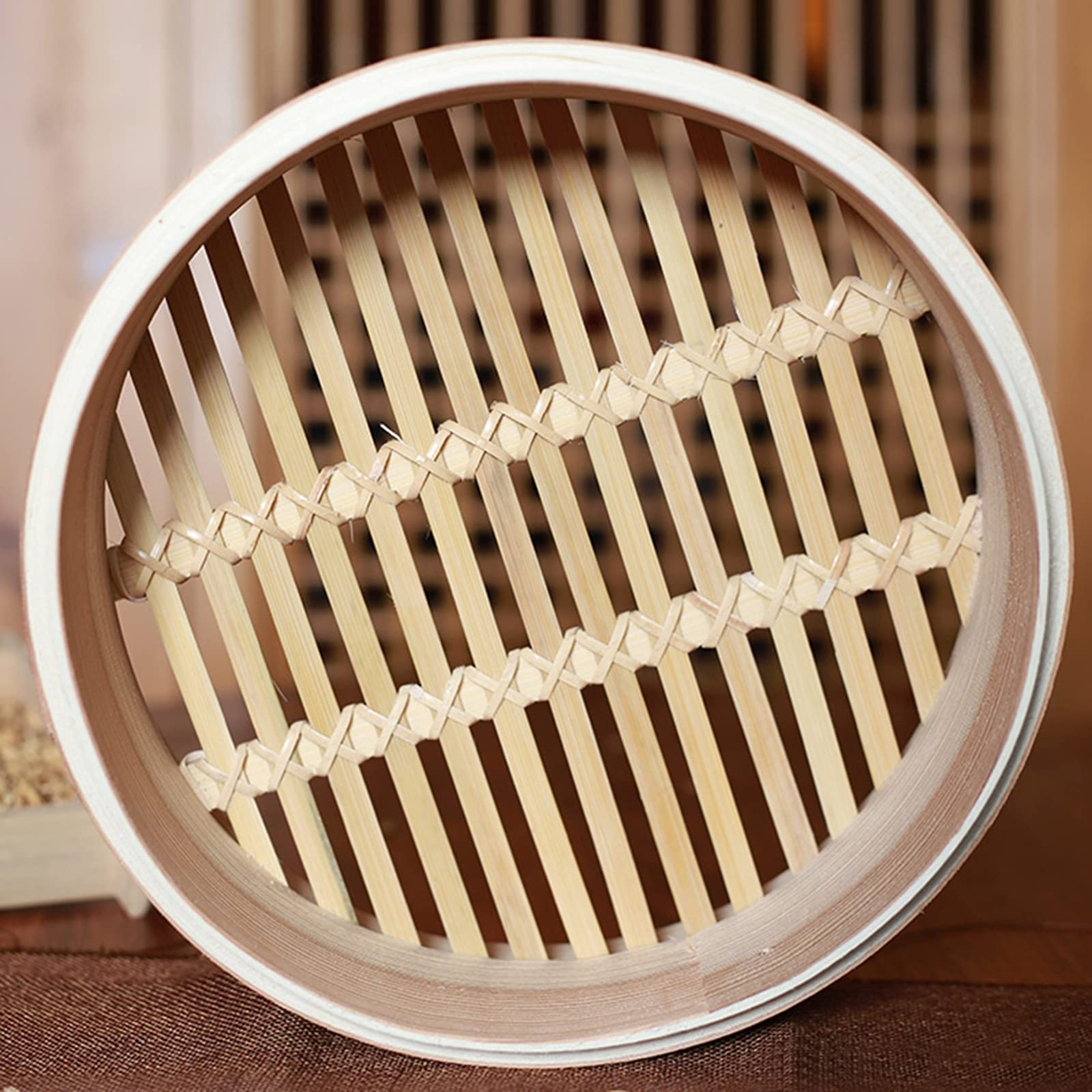 Cestelli per Cottura a Vapore, Vaporiera in Legno da Cucina a 3 Livelli con Manico e Coperchio in bambù per Gnocchi, Dim Sum, Carne, Frutti di Mare