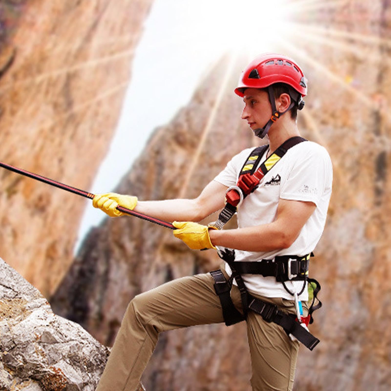 Imbracatura Da Arrampicata - Mezza Cintura Più Ampia Per Alpinismo | Imbracatura Di Sicurezza Anticaduta A 5 Punti Con Fibbie A Linguetta E Anelli A | Protezione Anticaduta Durevole Con Anelli A