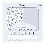TotAha Premium Soft Pack n Play Sheets, Super Stretchy Jersey Knit Mini Crib Sheets Fitted, Silky Comfort Graco Pack and Play Mattress Sheets 2-Pack, Purple Butterfly