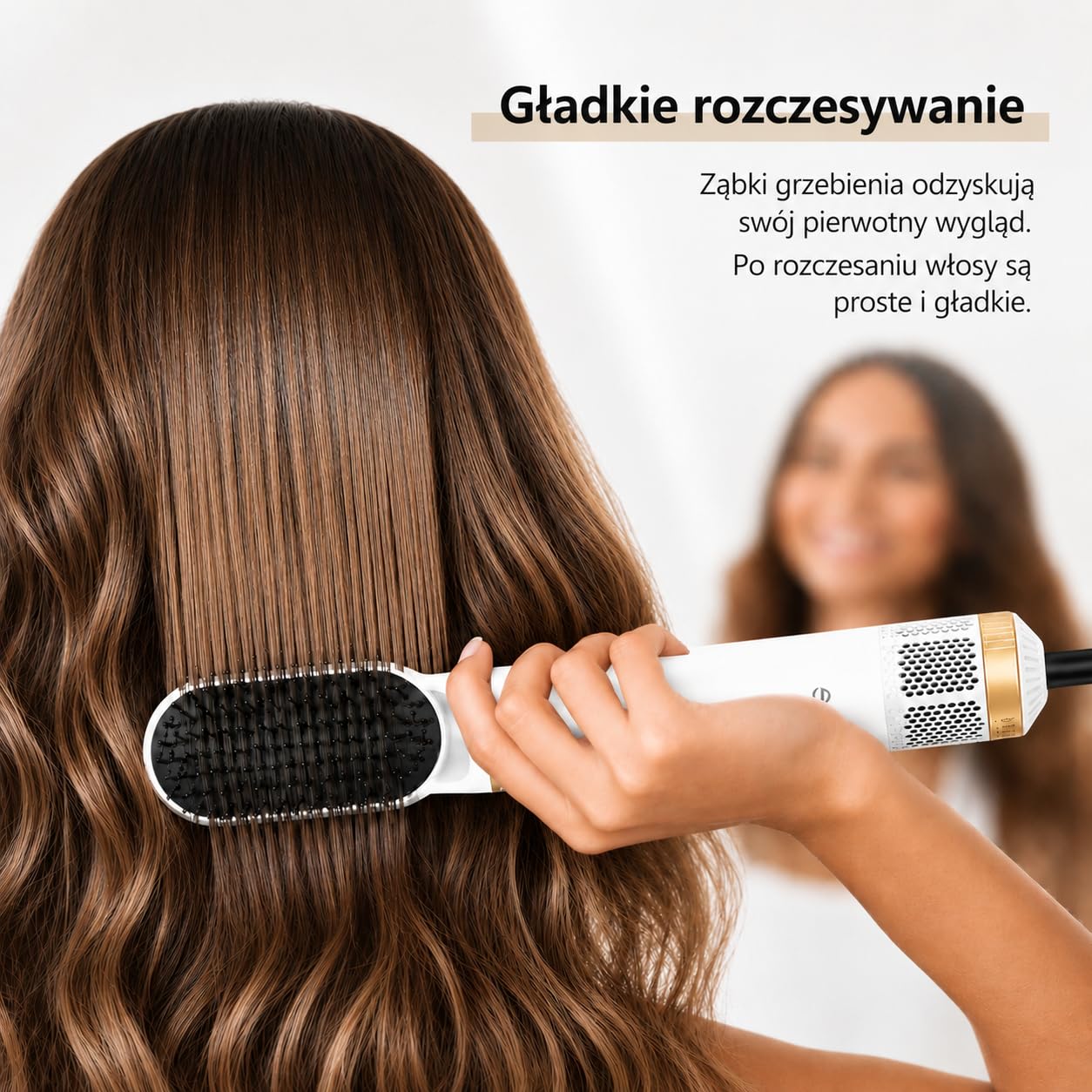 Golden Goods Airstyler Lokówka 5 w 1 - Szczotka do loków - Wielofunkcyjna suszarka do włosów z 5 nasadkami - Prostownica 1000 W - edycja biała/złota