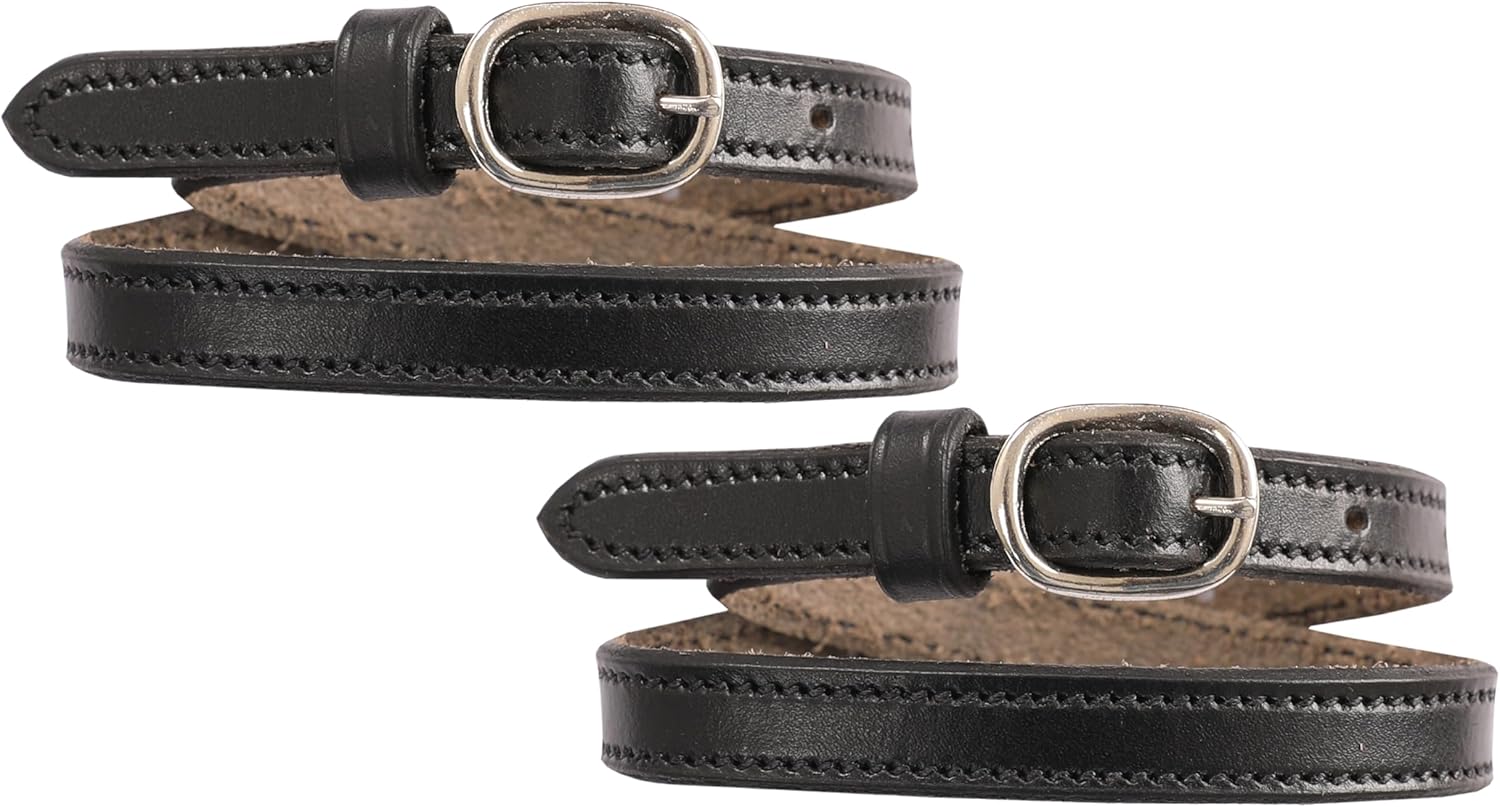 Exion English Spur Straps for Horse Riding – Genuine Leather Pair for Men & Women | Durable Adjustable Classic Look Straps for Boots & Spurs – Black, Havana, Oak Brown