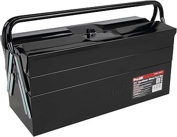 Pro-Lift Steel Tool Box 21-inch 5-Tray Cantilever Metal Toolbox Portable with Handle Heavy Duty Metal Latch Closure Carry Storage Box Tools Organizer