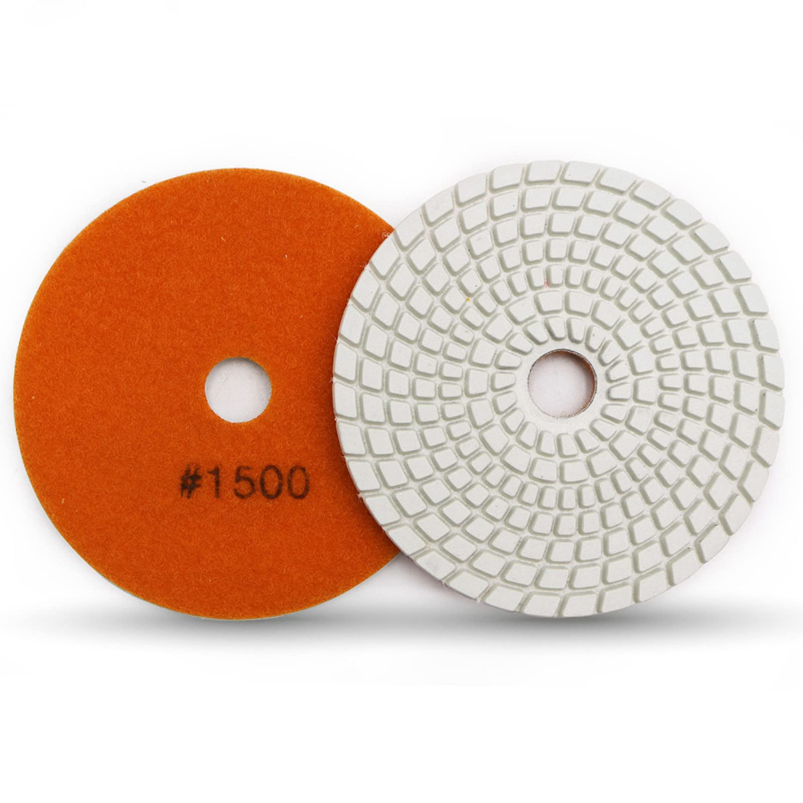 Almohadillas pulidoras de diamante, 7 almohadillas de pulido flexibles de diamante húmedo de 4" B #1500 de 100 mm, disco de pulido de unión blanca for granito, piedra y mármol