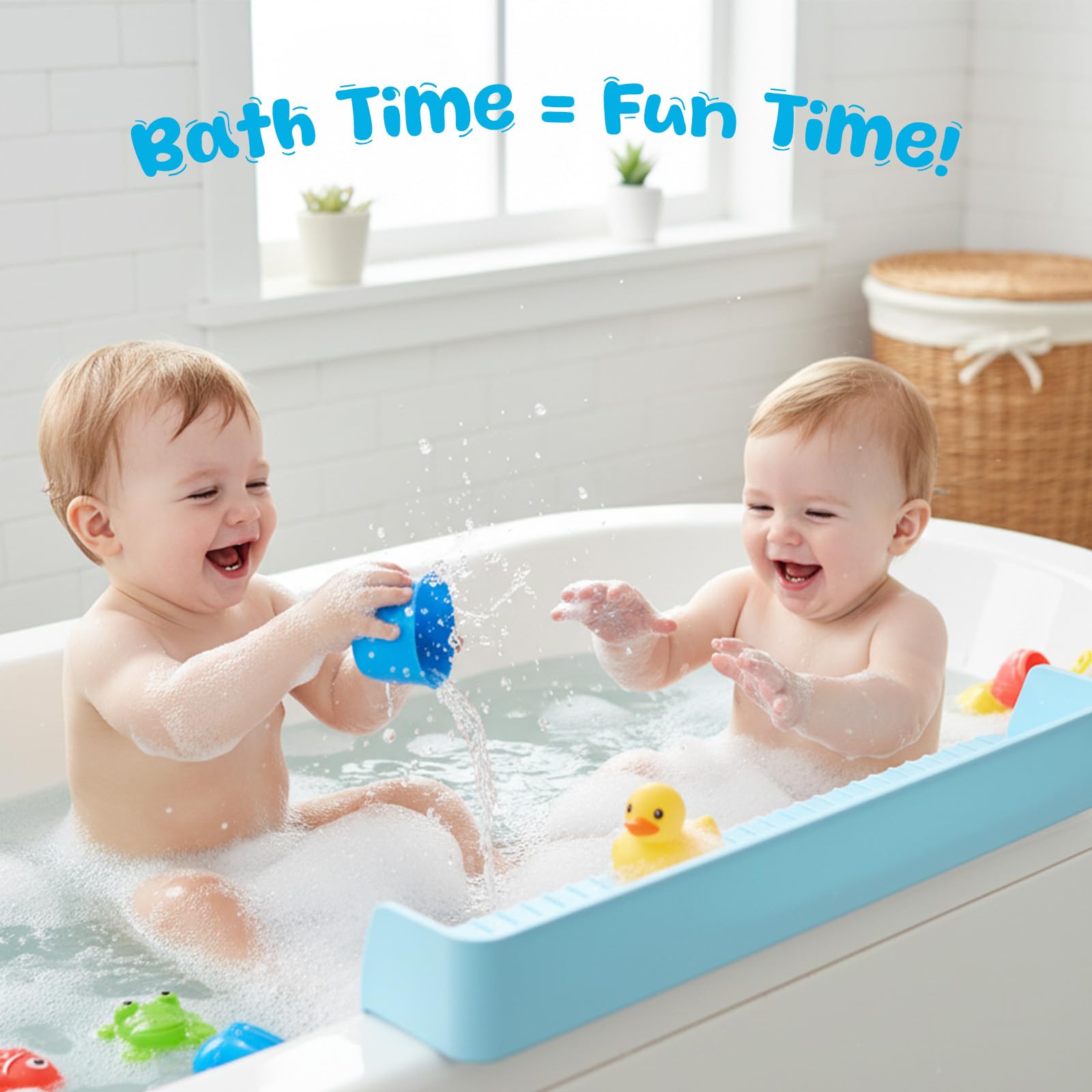 Pare-éclaboussures pour Baignoire Enfants, silicone Pare-éclaboussures avec Ventouses Pare-éclaboussures pour Baignoire Rangement pour Jouets Bain Prévient les éclaboussures Dans la Salle Bain
