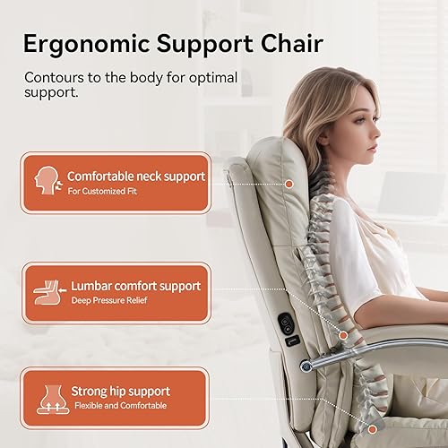 Miniatura 7 de LEAGOO Silla de oficina de masaje climatizada con reposapiés, silla de oficina ejecutiva ergonómica reclinable con masajeador para espalda baja,