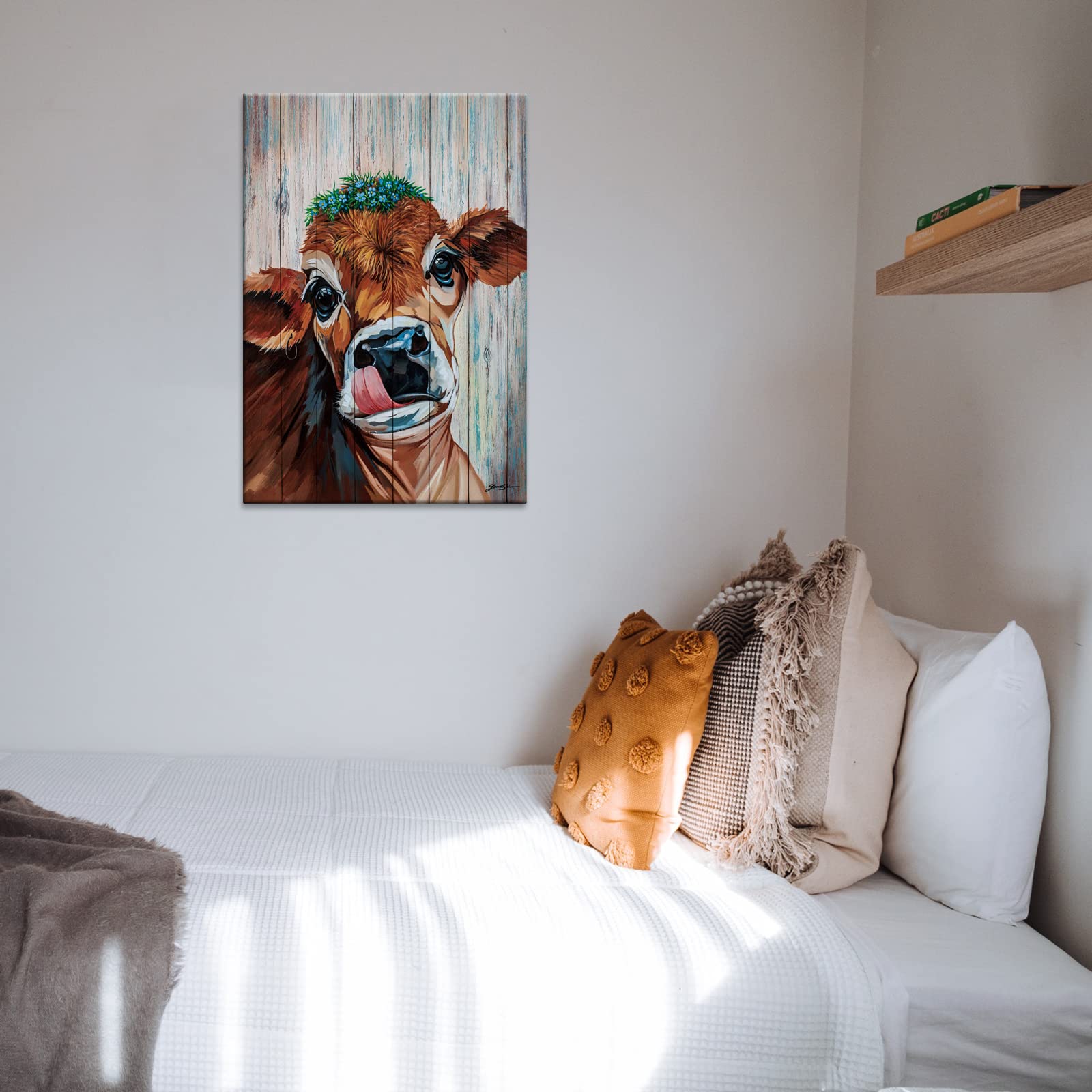 Amazon｜ラージ 牛 キャンバス ウォールアート 牛の絵 牛の絵画 壁装飾
