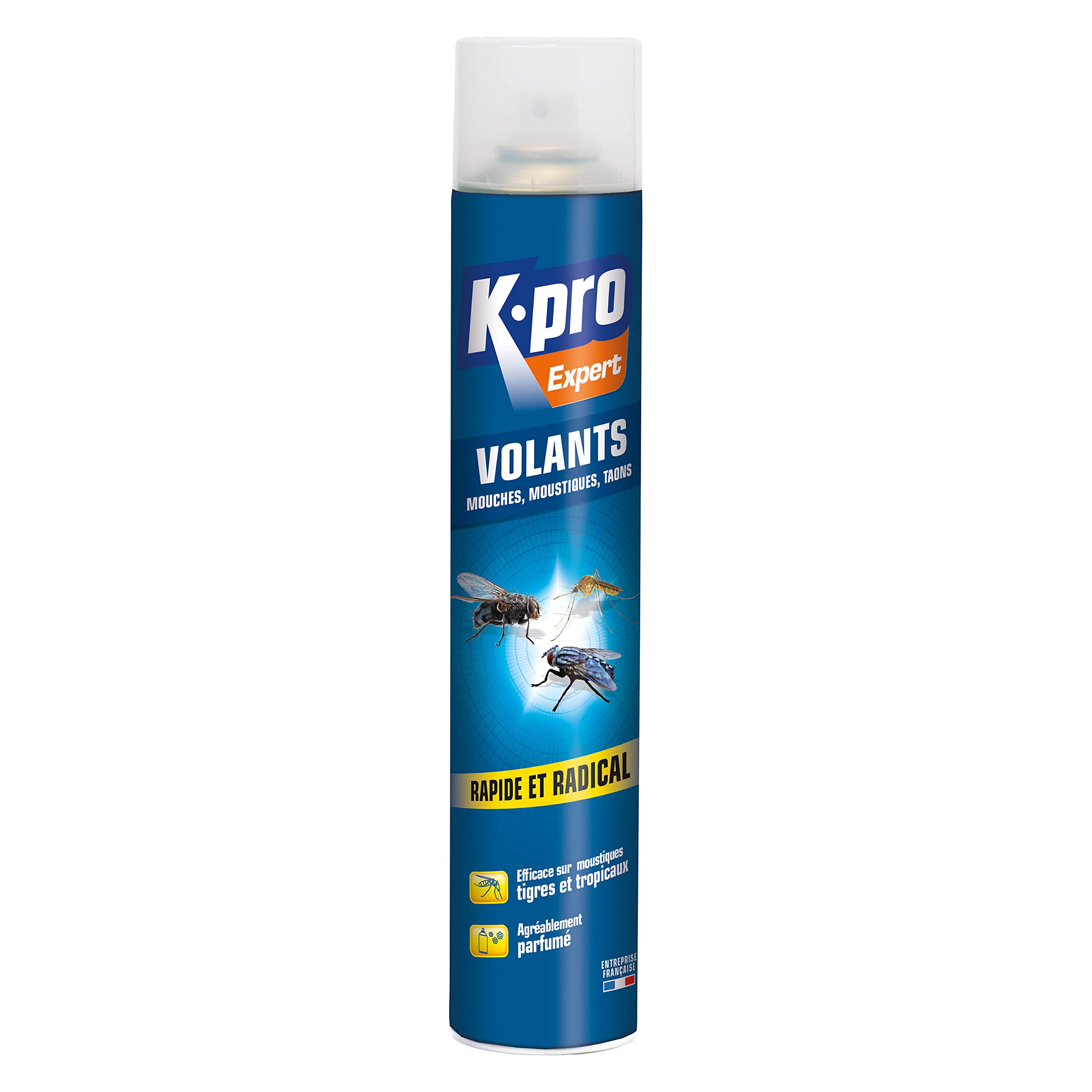 K.​PRO - Aérosol insectes volants - Effet rapide et radical - mouches, moustiques, taons - Agréablement parfumé - Efficace moustiques tigres et tropicaux - Entreprise Française - 750ml