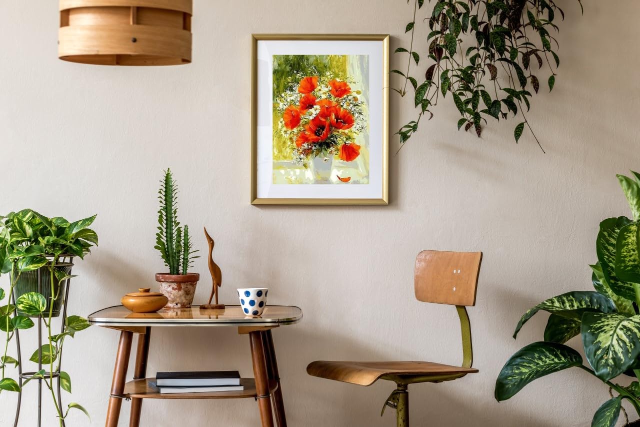 Dipingere Con I Numeri Per Adulti – Quadro ‘Papaveri’ 40x50 Cm Su Tela – Kit Completo Con Colori Acrilici E Pennelli – Decorazione Stile Nature