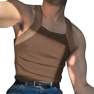 Generisch 2025 - Chaleco sin mangas para hombre, color liso, sexy, hombros descubiertos a rayas, top club nocturno