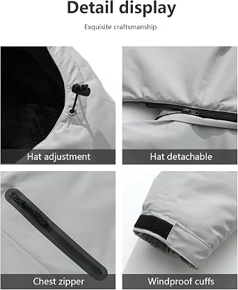 Men's Mountain Ski Jacket Warm Winter Snow Coat Waterproof Snowboarding Jacket Outdoor Windbreaker Hooded for Hiking