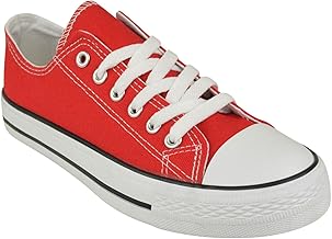 ladies red canvas shoes
