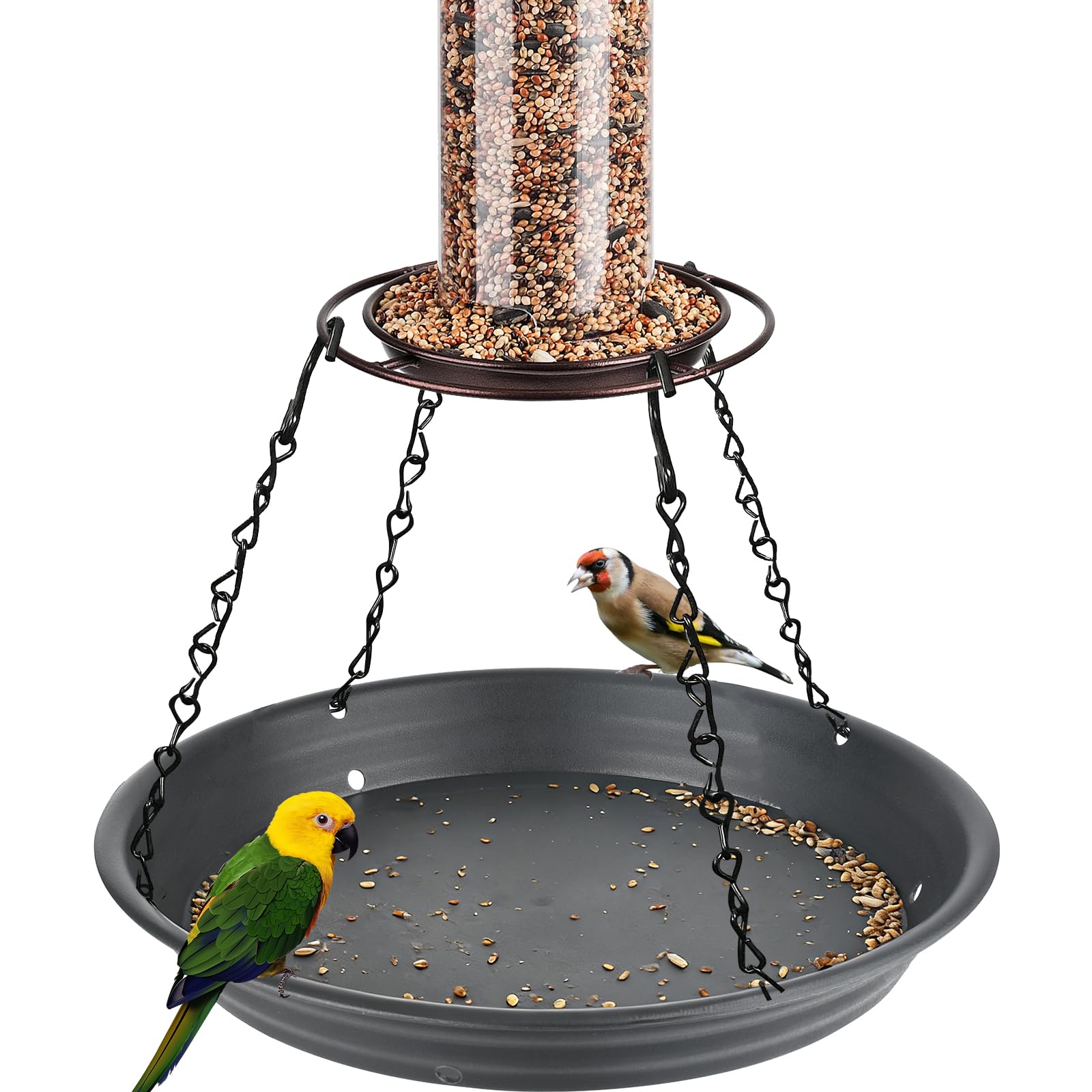 Bird Seed Catcher Tray，No Mess Hanging Bird Feeder Tray Platform Attachment to Catch Seed for Garden, Plastic， 1 Pack