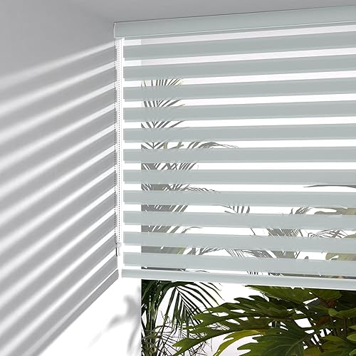 Miniatura 10 de Persianas inteligentes personalizadas de cebra compatibles con Alexa filtrado de luz motorizado de doble capa horizontales control de luz de