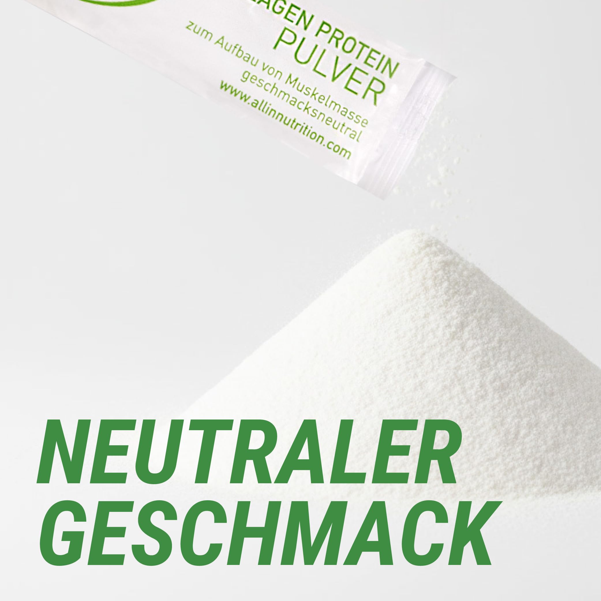 all in® PURE reines Kollagen Protein Pulver 100 x 5g Stick ohne Kohlenhydrate - Sportnahrung hochwertiges Eiweiß ohne Zusatzstoffe ideal zum Muskelaufbau | Geschmacksneutrales Kollagen Pulver vom Rind