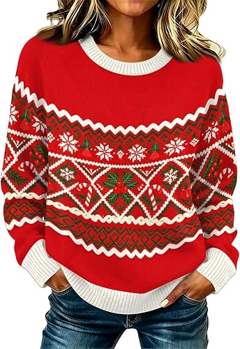 Womens Christmas Sweaters Xmas Graphic Vintage Fair Isle Kni