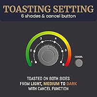 Vista 3 de Elite Gourmet ECT1027G - Tostadora Cool-Touch de 2 rebanadas, 6 ajustes de tostada y función de cancelación, ranuras extra anchas de 1.25 pulgadas